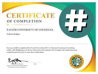 The LEX Advanced Certificate of Completion